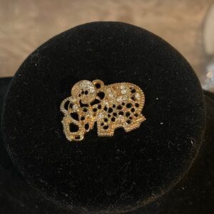Gold-Tone Elephant Pendant Charm with Clear Crystal Rhinestone Accents